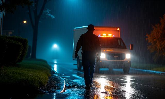 Plumber responding to an emergency at night.
